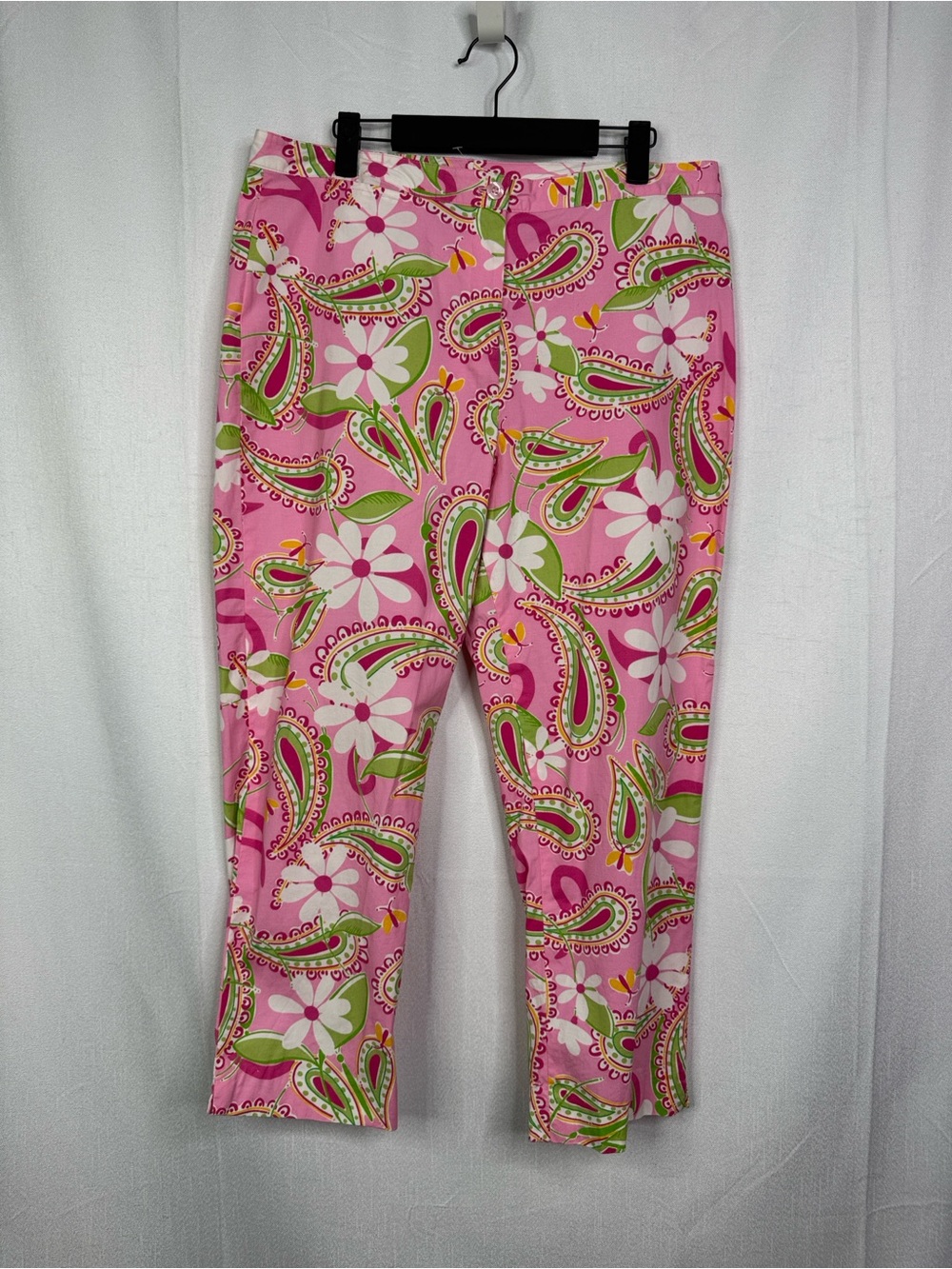 595. Lilly Pulitzer Pink Paisley & Floral Capri Pants Size 12